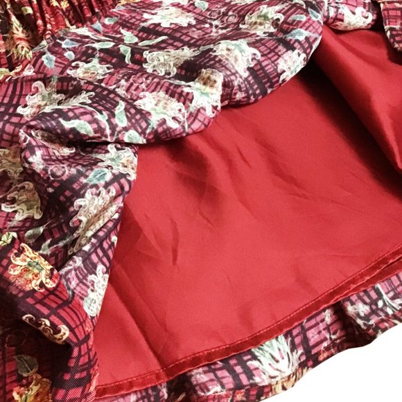 PERUVIAN CONNECTION Fall Leave Pattern Silk Blend Pleated Skirt - Picture 11 of 12